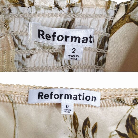Reformation Overland Top & Layla Skirt Umber Floral Cream Silk 2pc Set Size 0/2 - Picture 4 of 15